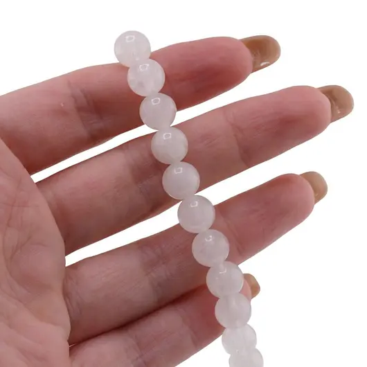 Sirag Cuart alb sfere 8mm, 39cm, imagine 3