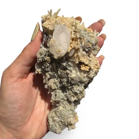Floare de mina pentru colecție, cristal natural unicat, 124x62x42mm, 271g, cod F232, imagine 2
