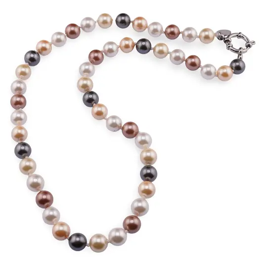 Colier Perle de Mallorca multicolore cu noduri, 8mm, imagine 2