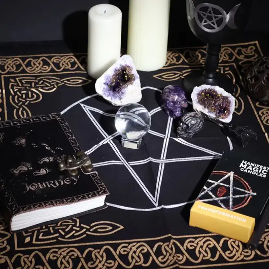 Fata de masa pentru Tarot cu franjuri, Pentagon - 50cm x 50cm, imagine 3