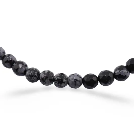 Sirag Obsidian fulg de nea sfere fatetate 6mm, 38cm, imagine 2