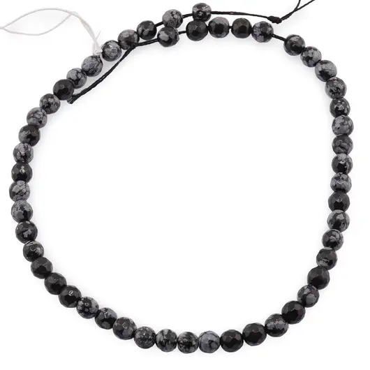 Sirag Obsidian fulg de nea sfere fatetate 6mm, 38cm