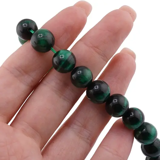 Sirag Ochi de tigru verde sfere 10mm, 39cm, imagine 3