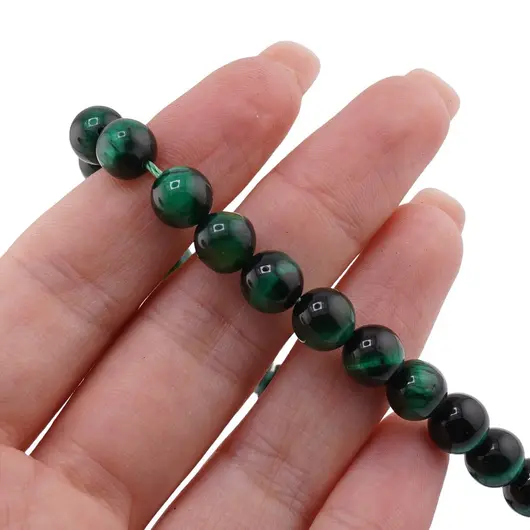 Sirag Ochi de tigru verde sfere 8mm, 39cm, imagine 3