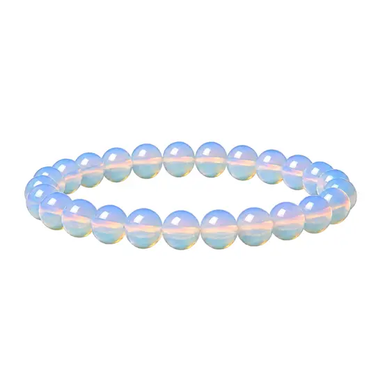 Bratara din opalit cu sfere de 6 mm, pe elastic, lungime 19 cm