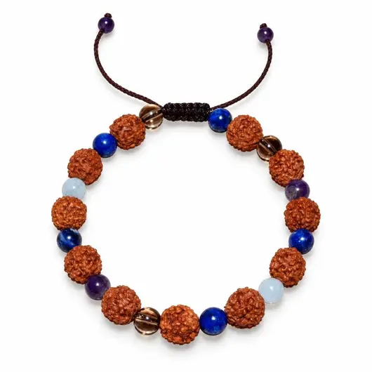 Bratara zodia Sagetator cu Rudraksha si cristale naturale pentru optimism – produs pe fundal alb