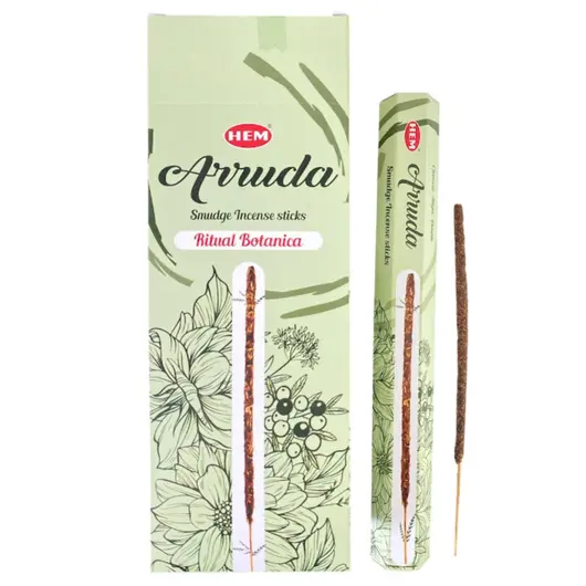 Betisoare parfumate HEM Smudge Hexa Arruda, 20 bucati, ambalaj hexagonal
