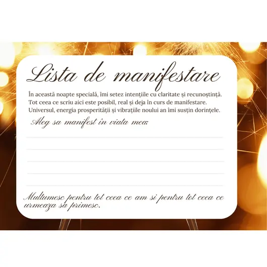 Card pentru manifestare si indeplinirea dorintelor de Revelion 2027, cu lista de dorinte si plic, imagine 5