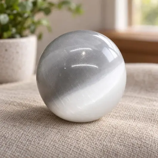 Sfera din selenit 6cm – imagine de prezentare în context