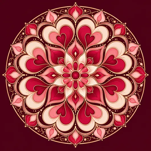 Sticker decorativ din PVC cu mandala pentru dragoste, patrat, 5 x 5 cm, fundal colorat