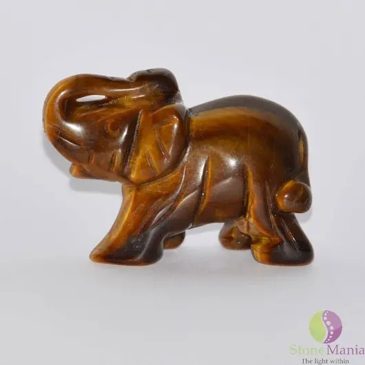 Elefant ochi de tigru figurina gravata 45mm