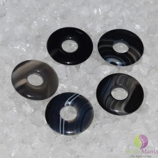 Agat negru piatra PI donut 30mm