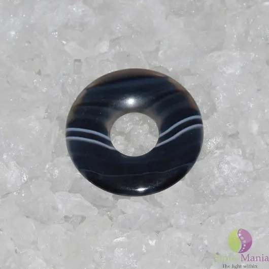 Agat negru piatra PI donut 30mm