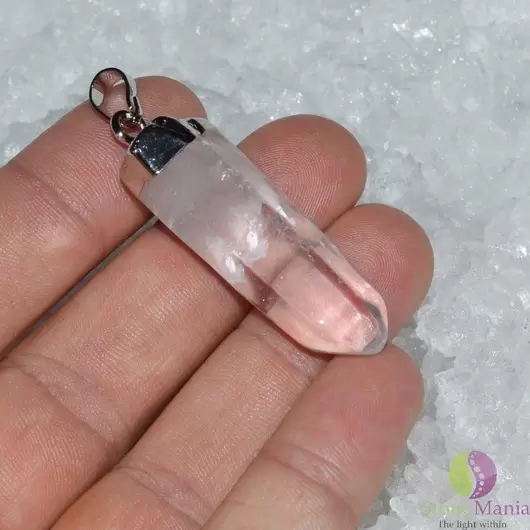 Pandantiv cristal de stanca varf brut argintiu 35-40mm