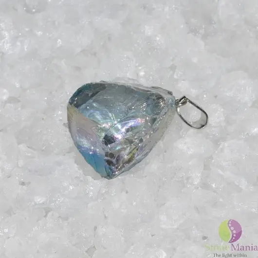 Pandantiv cuart electroplacat bleu brut 25-30mm