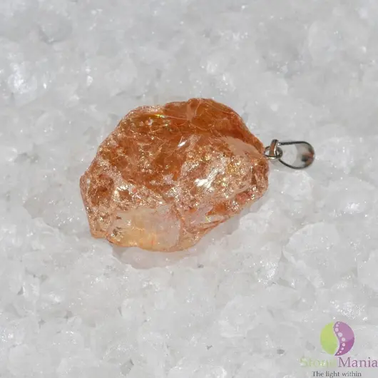 Pandantiv cuart electroplacat orange brut 25-30mm