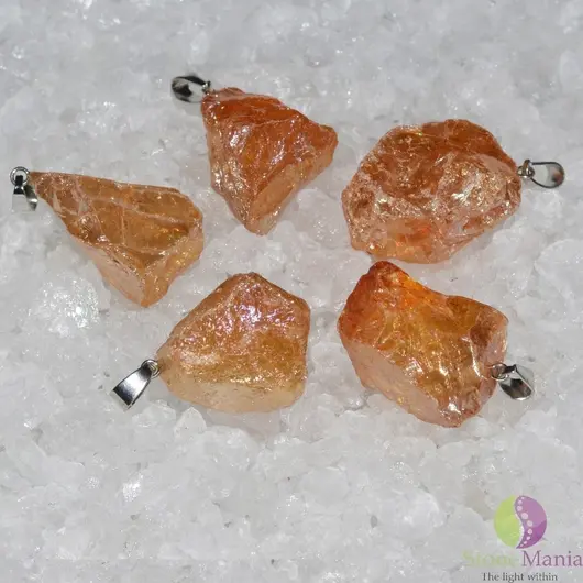 Pandantiv cuart electroplacat orange brut 25-30mm