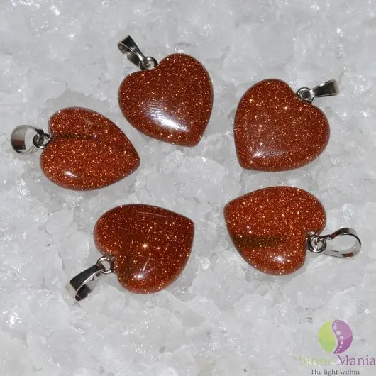 Pandantiv inima goldstone maro 20mm