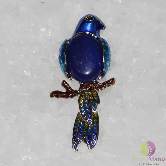 Brosa / Pandantiv papagal colorat lapis lazuli