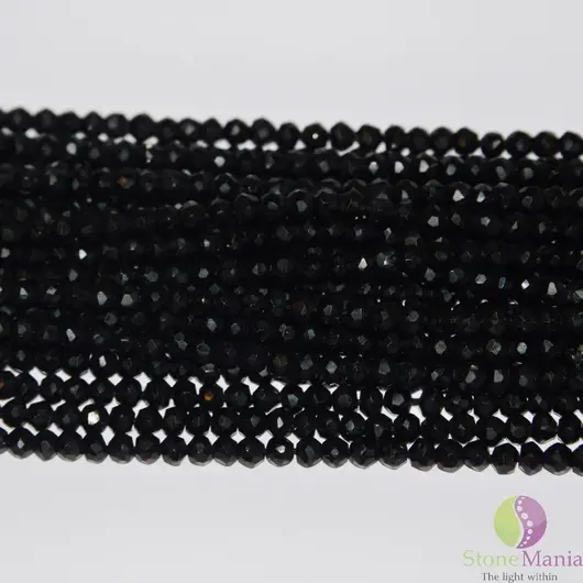 Sirag spinel negru discuri fatetate 4mm, 33cm