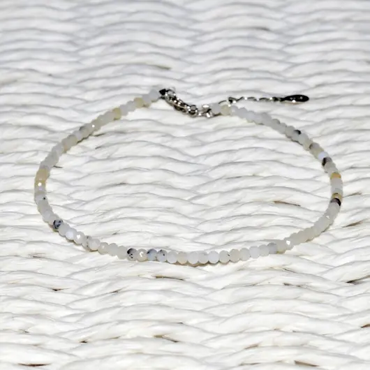 Bratara agat dendritic pietre micro fatetate 2mm si argint 925