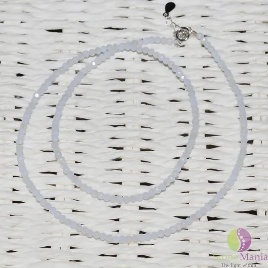 Colier calcedonie pietre micro fatetate 3mm si argint 925