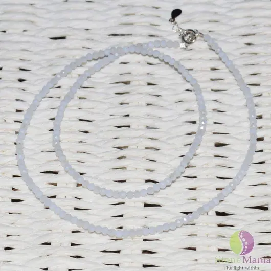 Colier calcedonie pietre micro fatetate 3mm si argint 925