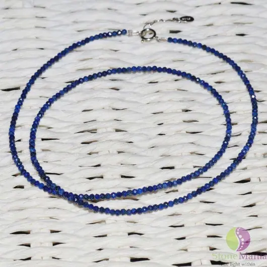 Colier lapis lazuli pietre micro fatetate 2mm si argint 925