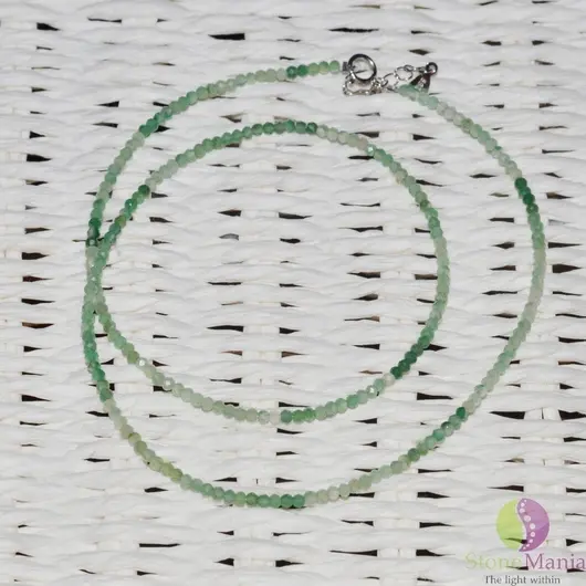 Colier onix verde pietre micro fatetate 2mm si argint 925