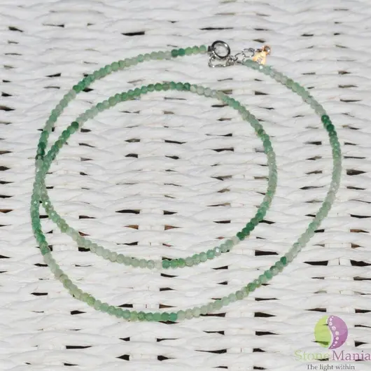 Colier onix verde pietre micro fatetate 2mm si argint 925