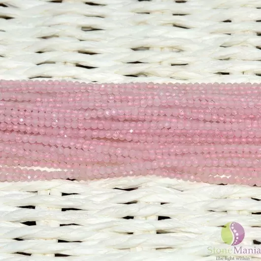 Sirag cuart roz pietre micro fatetate 2mm, 33cm