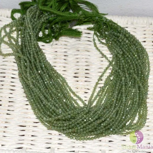 Sirag granat verde pietre micro fatetate 3mm, 33cm