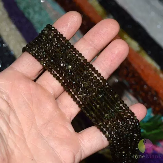 Sirag obsidian auriu pietre micro fatetate 3mm, 33cm