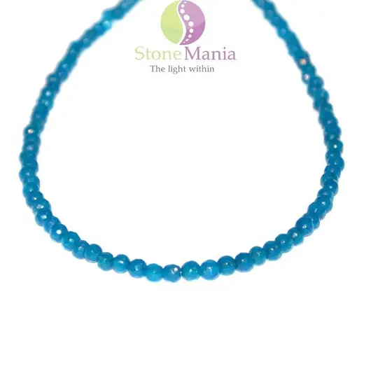 Colier agat albastru sfere fatetate 4mm