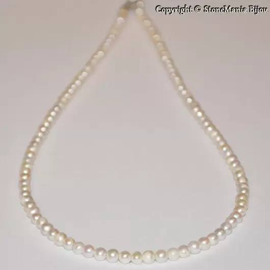 Colier perle de cultura albe sfere 4mm