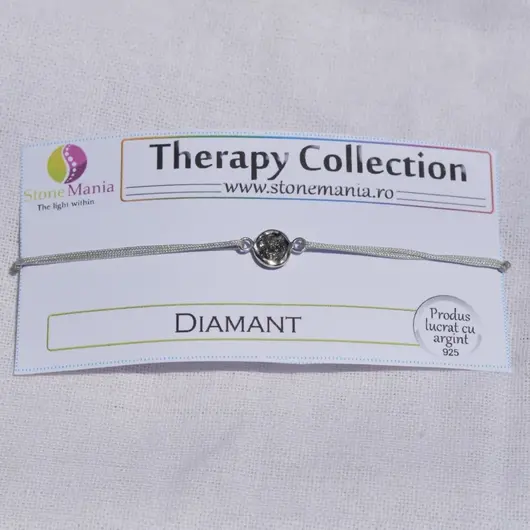 Bratara Therapy diamant gri brut cu argint 925, 7-8mm