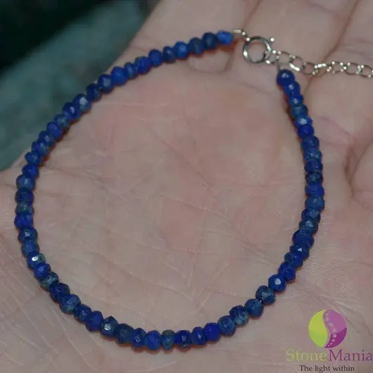 Bratara lapis lazuli discuri 4mm si argint 925
