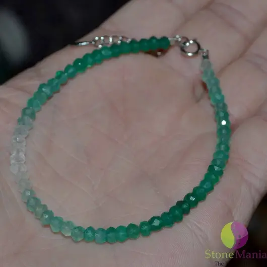 Bratara onix verde bicolor discuri 4mm si argint 925