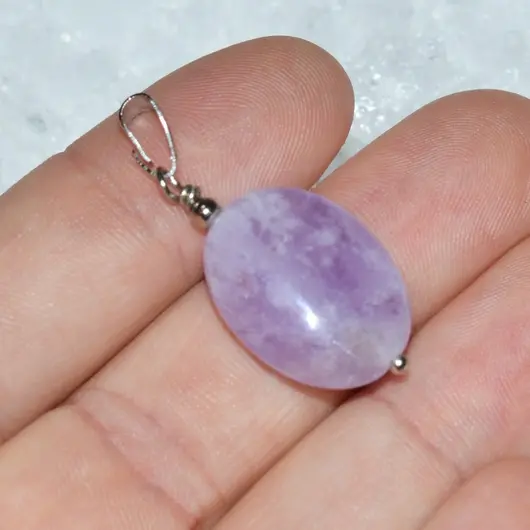 Pandantiv ametist lavanda oval 20mm, imagine 2