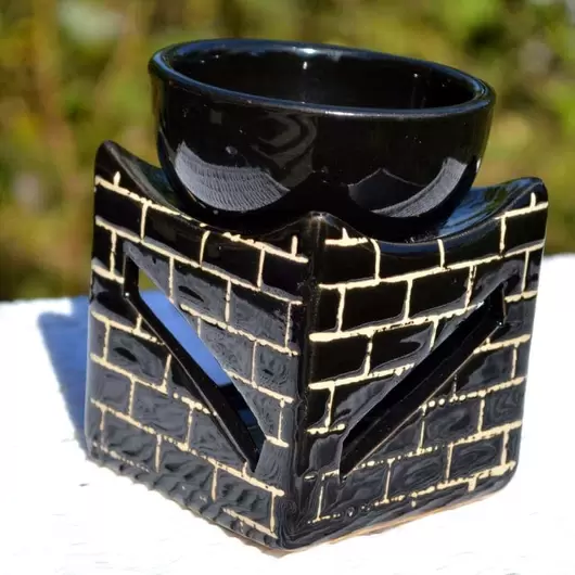 Vas aromaterapie din ceramica, model zid negru, imagine 2