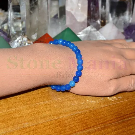 Bratara agat albastru sfere 6mm
