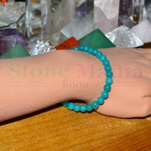 Bratara agat albastrui sfere 6mm