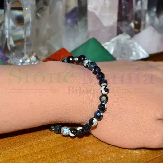 Bratara crazy agat negru sfere 6mm