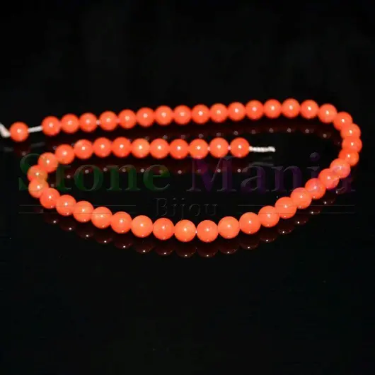 Colier coral portocaliu sfere 6mm