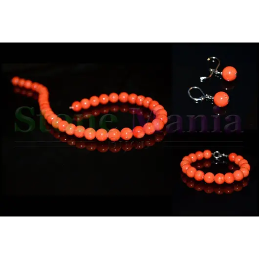 Set coral portocaliu sfere 10mm