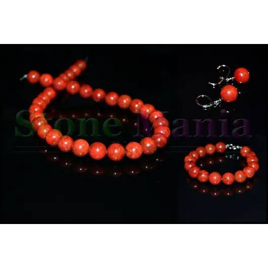 Set coral rosu spongios sfere 12mm