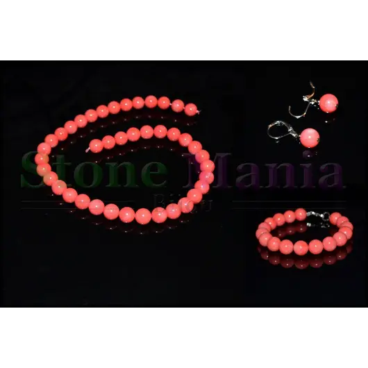 Set coral roz sfere 10mm