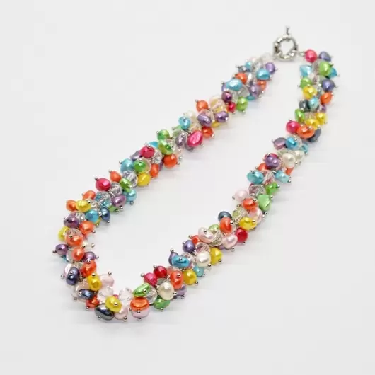 Colier handmade perle de cultura colorate M1