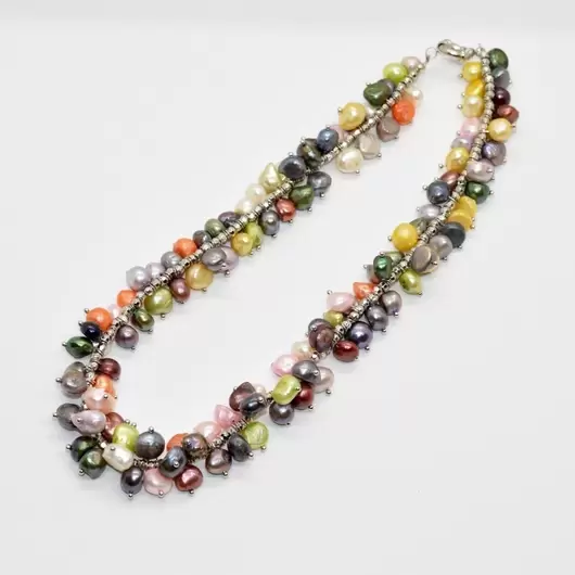 Colier handmade perle de cultura colorate M2