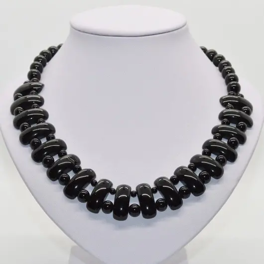Colier onix negru pietre 25mm